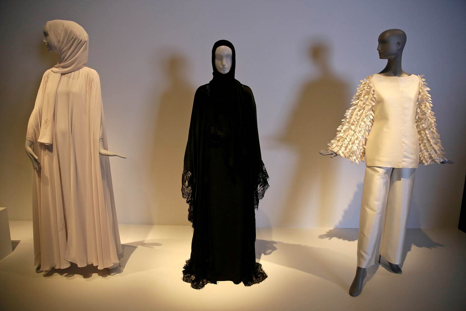 selections of outfits at the Contemporary Muslim Fashions exhibit